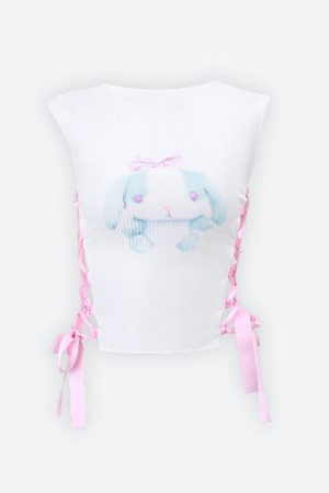 Stylish Work Outfits, Outfit Summer Ideas Soft Girl Rabbit Ribbon Top