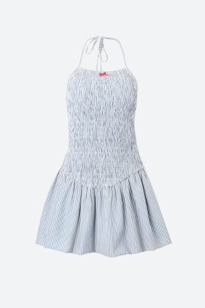 Stylish Work Outfits, Outfit Summer Ideas Soft Girl Striped Ruched Mini Dress