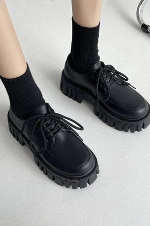 Stylish Work Outfits, Outfit Summer Ideas Soft Grunge Chunky Platform Oxford Shoes