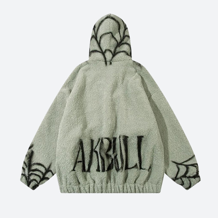 Stylish Work Outfits, Outfit Summer Ideas Spider Full Zip-Up Teddy Hoodie Jacket