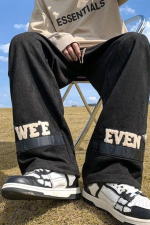 Stylish Work Outfits, Outfit Summer Ideas Star Patchwork Wide Leg Sweatpants