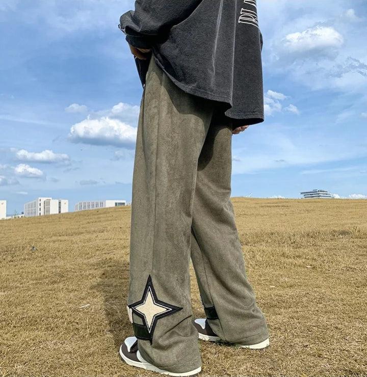 Stylish Work Outfits, Outfit Summer Ideas Star Patchwork Wide Leg Sweatpants Stylish Work Outfits, Outfit Summer Ideas Star Patchwork Wide Leg Sweatpants