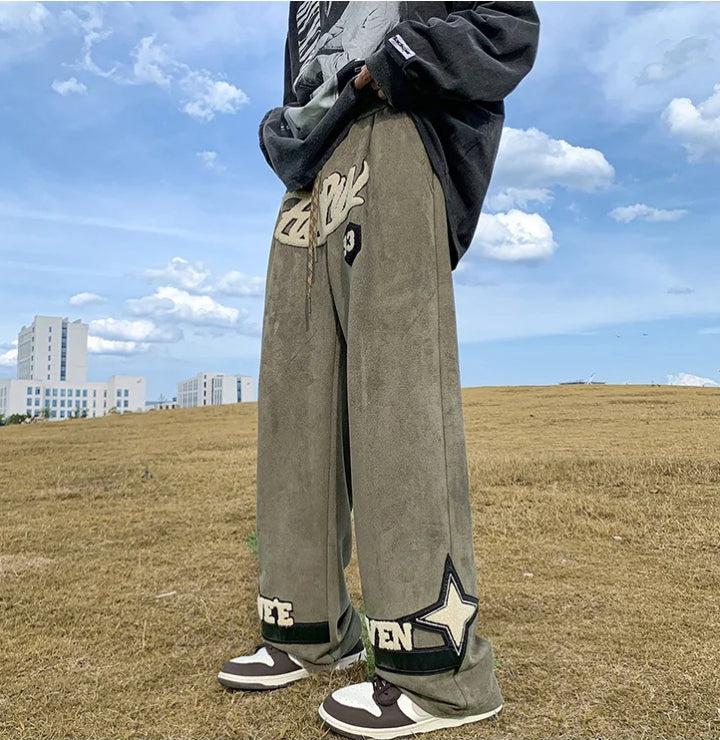 Stylish Work Outfits, Outfit Summer Ideas Star Patchwork Wide Leg Sweatpants Stylish Work Outfits, Outfit Summer Ideas Star Patchwork Wide Leg Sweatpants