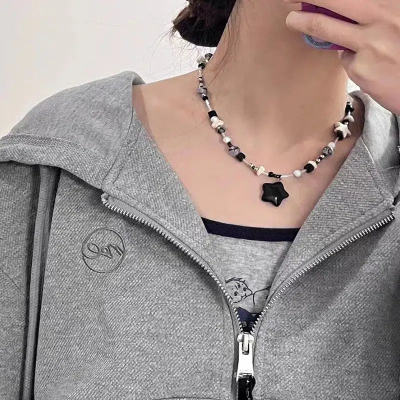 Stylish Work Outfits, Outfit Summer Ideas Star Pendant Beaded Necklace