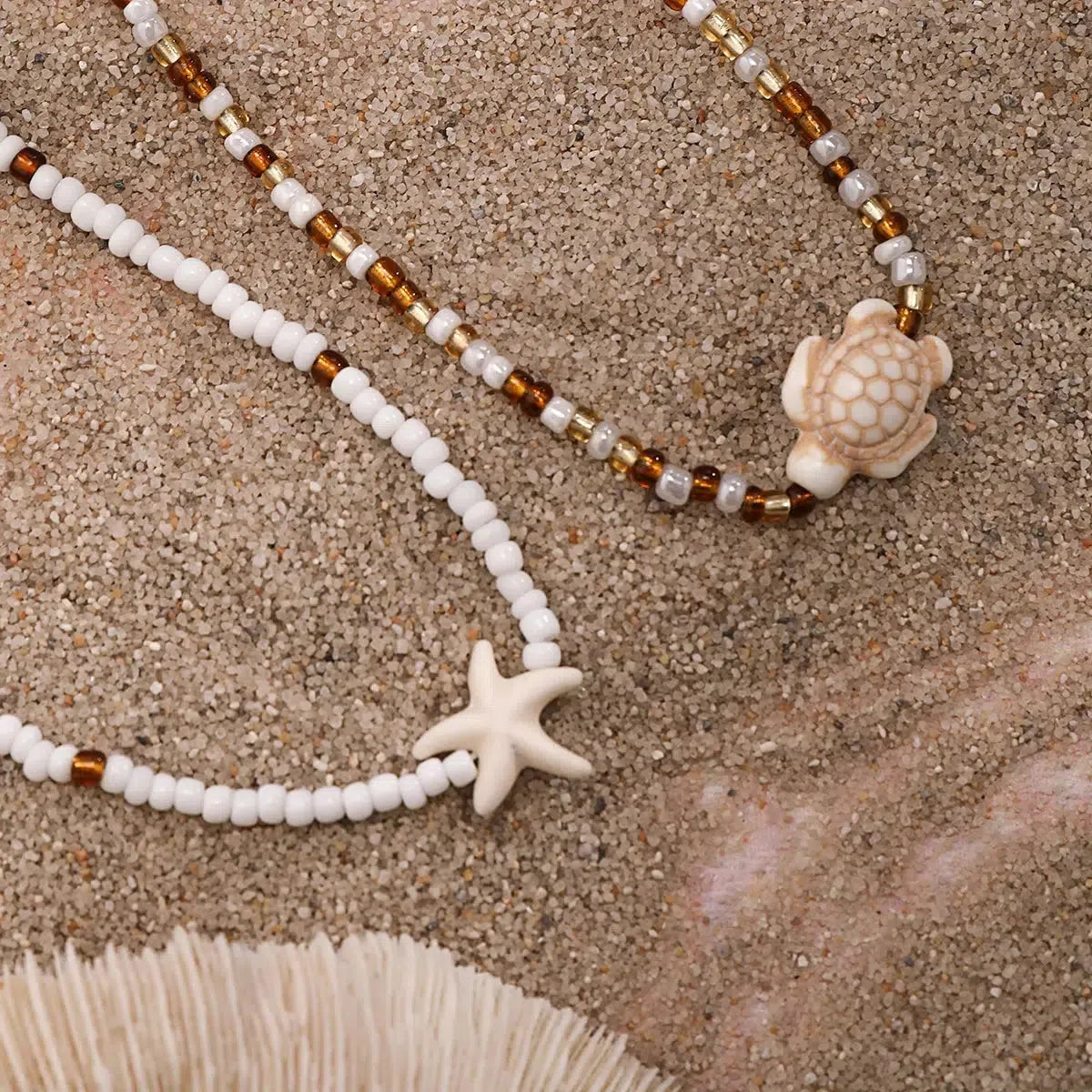 Stylish Work Outfits, Outfit Summer Ideas Starfish & Turtle Beaded Two-Pack Necklace Set Stylish Work Outfits, Outfit Summer Ideas Starfish & Turtle Beaded Two-Pack Necklace Set
