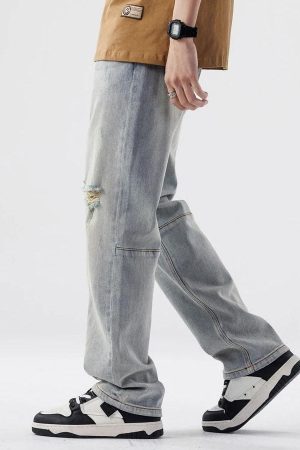 Stylish Work Outfits, Outfit Summer Ideas Straight Leg Distressed Knee Jeans