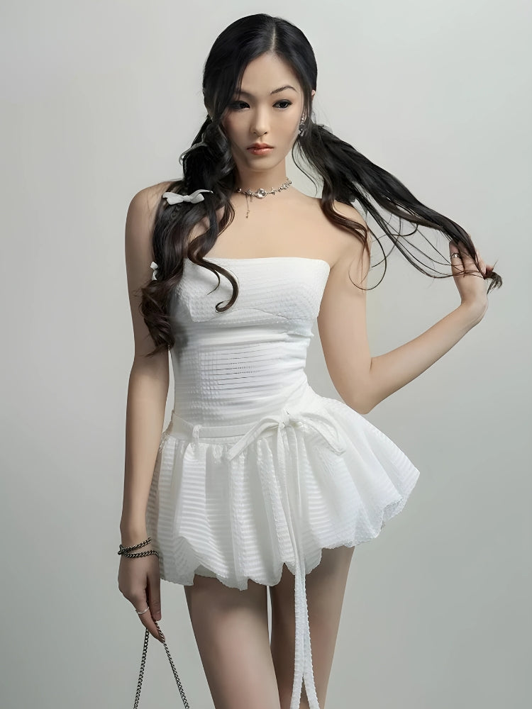 Stylish Work Outfits, Outfit Summer Ideas Strapless Bubble Mini Dress Stylish Work Outfits, Outfit Summer Ideas Strapless Bubble Mini Dress