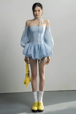 Stylish Work Outfits, Outfit Summer Ideas Strapless Bubble Mini Dress