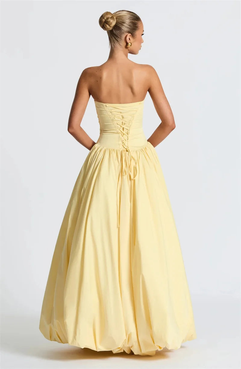 Stylish Work Outfits, Outfit Summer Ideas Strapless High Split Lace-Up Back Maxi Dress Stylish Work Outfits, Outfit Summer Ideas Strapless High Split Lace-Up Back Maxi Dress