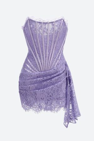 Stylish Work Outfits, Outfit Summer Ideas Strapless Lace Mini Dress