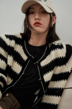 Stylish Work Outfits, Outfit Summer Ideas Striped Button Up Cardigan