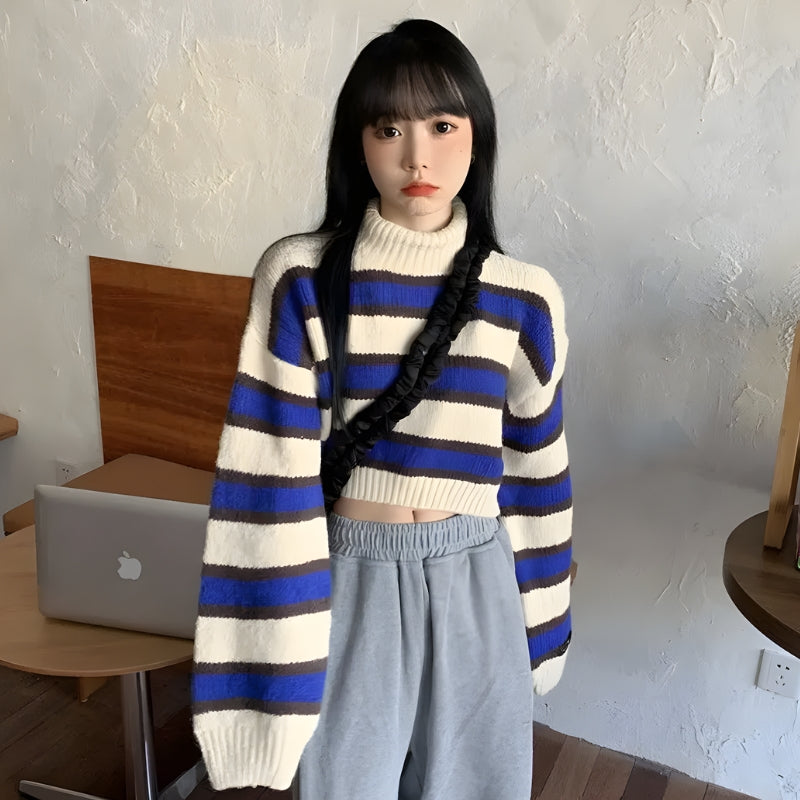 Stylish Work Outfits, Outfit Summer Ideas Striped Cropped Sweater