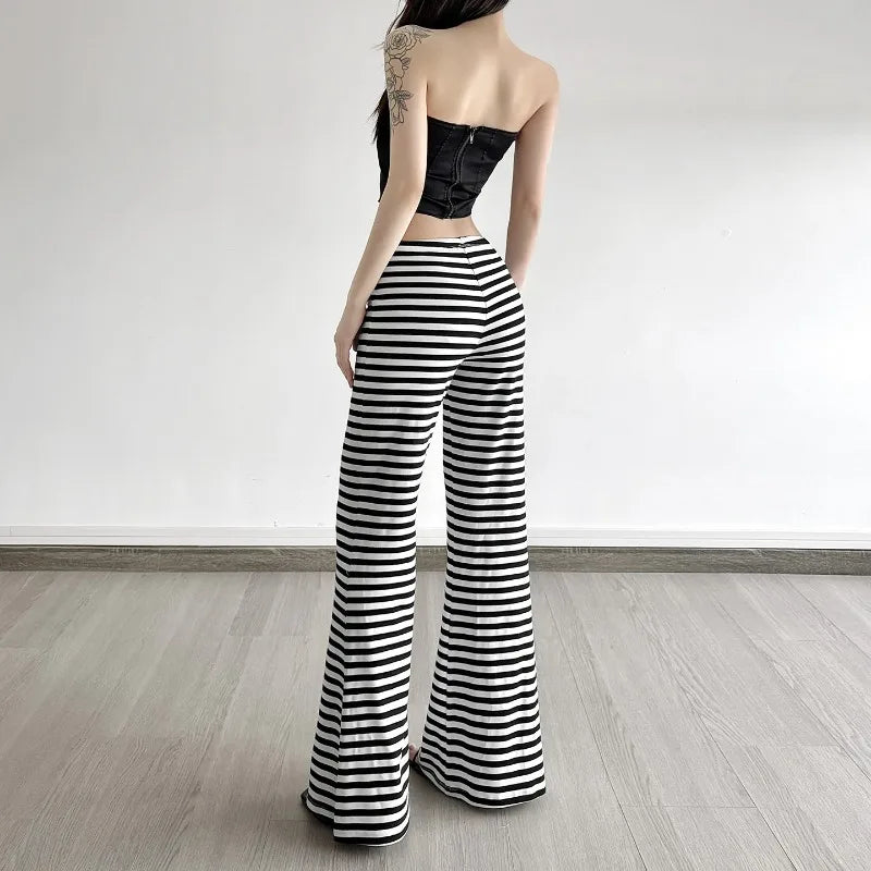Stylish Work Outfits, Outfit Summer Ideas Striped Flare Sweatpants