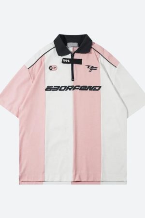 Stylish Work Outfits, Outfit Summer Ideas Striped Half Zip-Up Jersey Top