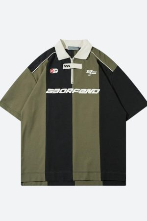 Stylish Work Outfits, Outfit Summer Ideas Striped Half Zip-Up Jersey Top