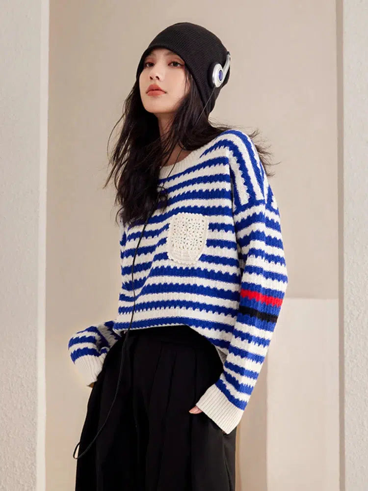 Stylish Work Outfits, Outfit Summer Ideas Striped Knitted Sweater Stylish Work Outfits, Outfit Summer Ideas Striped Knitted Sweater