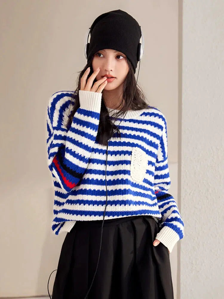 Stylish Work Outfits, Outfit Summer Ideas Striped Knitted Sweater Stylish Work Outfits, Outfit Summer Ideas Striped Knitted Sweater