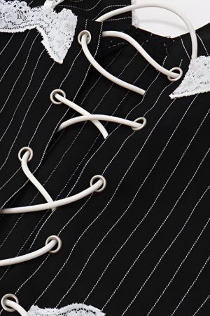 Stylish Work Outfits, Outfit Summer Ideas Striped Lace Trim Corset Top