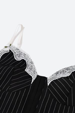 Stylish Work Outfits, Outfit Summer Ideas Striped Lace Trim Corset Top