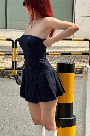 Stylish Work Outfits, Outfit Summer Ideas Striped Strapless Mini Dress