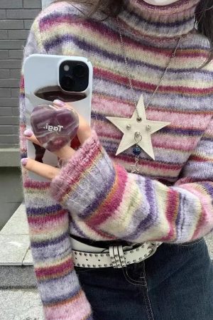 Stylish Work Outfits, Outfit Summer Ideas Striped Turtleneck Sweater