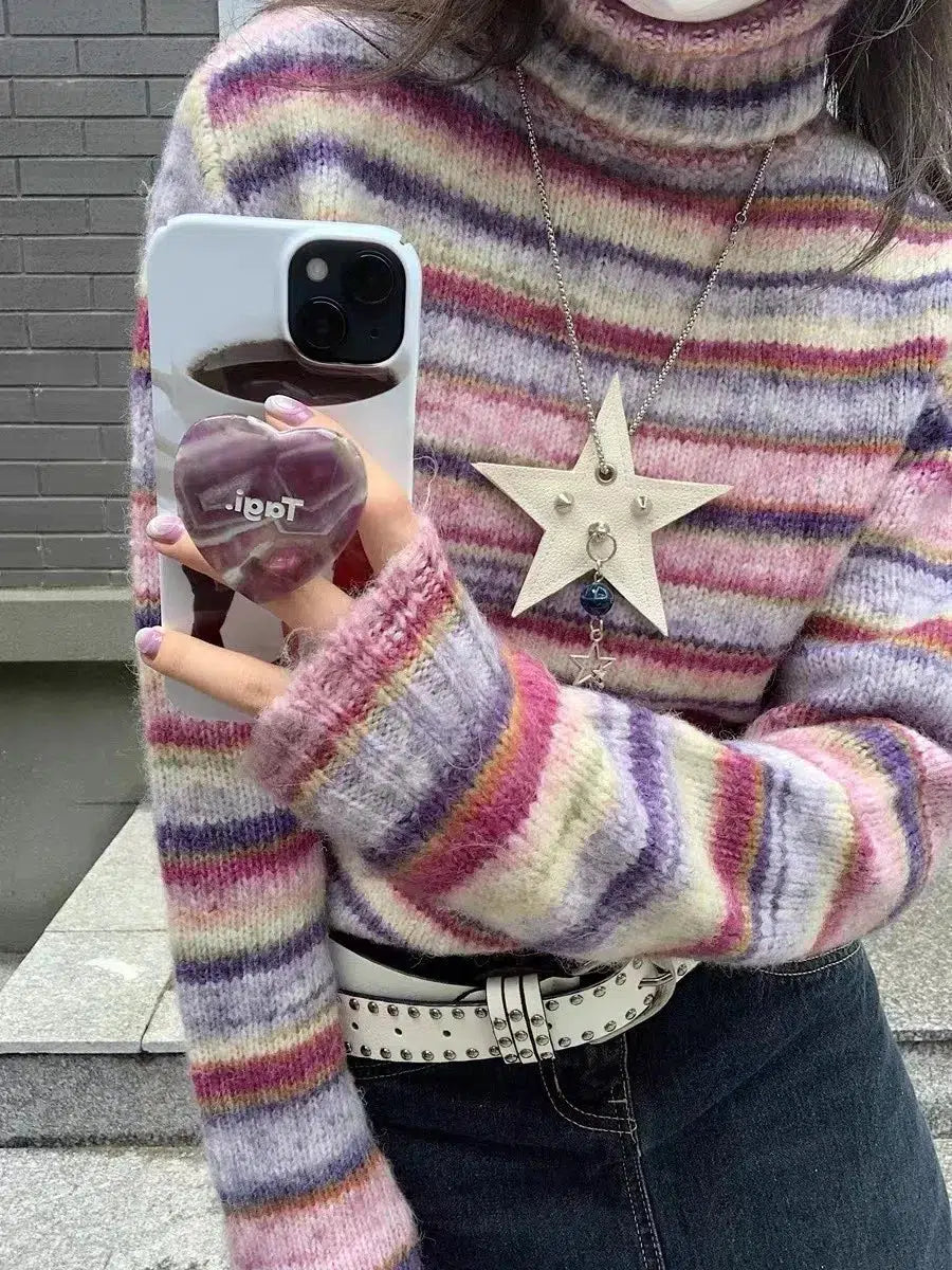 Stylish Work Outfits, Outfit Summer Ideas Striped Turtleneck Sweater Stylish Work Outfits, Outfit Summer Ideas Striped Turtleneck Sweater