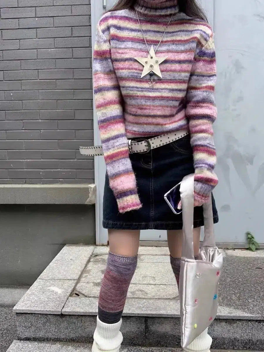 Stylish Work Outfits, Outfit Summer Ideas Striped Turtleneck Sweater Stylish Work Outfits, Outfit Summer Ideas Striped Turtleneck Sweater