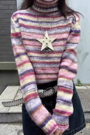 Stylish Work Outfits, Outfit Summer Ideas Striped Turtleneck Sweater