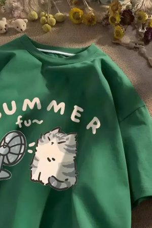 Stylish Work Outfits, Outfit Summer Ideas Summer Cat Tee