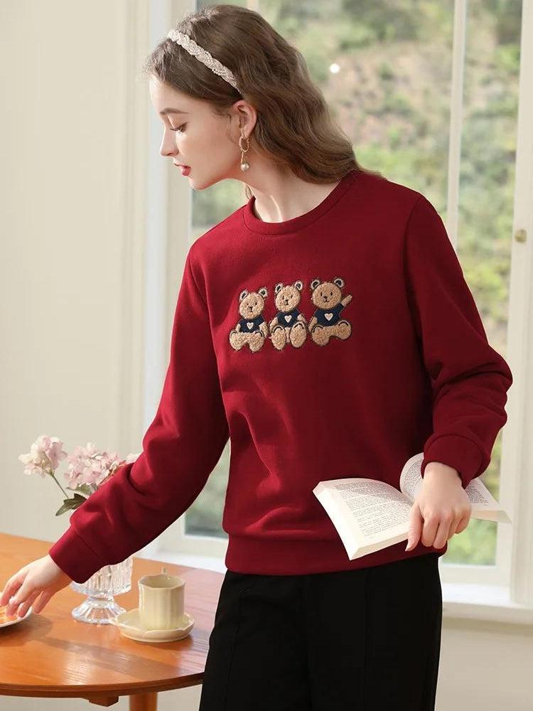 Stylish Work Outfits, Outfit Summer Ideas Teddy Bears Embroidered Sweatshirt