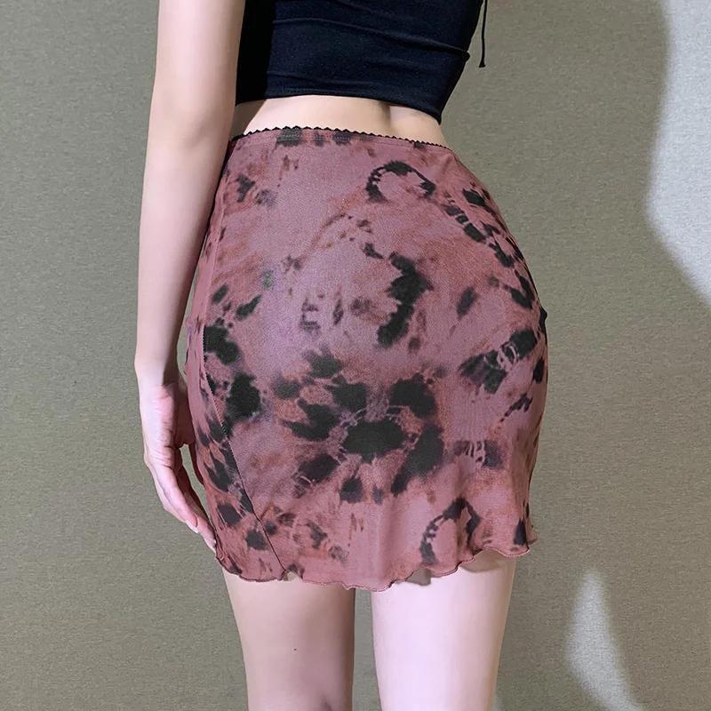 Stylish Work Outfits, Outfit Summer Ideas Tie Dye Mesh Mini Skirt