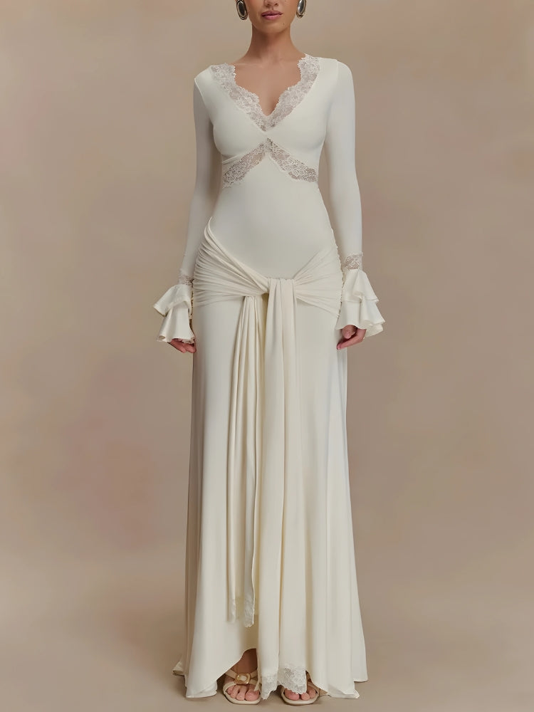 Stylish Work Outfits, Outfit Summer Ideas Tie Front Draped Maxi Dress