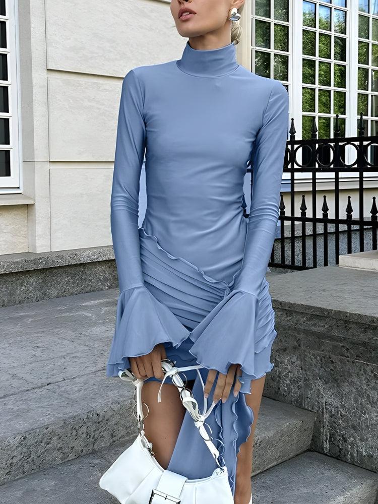 Stylish Work Outfits, Outfit Summer Ideas Tie Front Turtleneck Mini Dress Stylish Work Outfits, Outfit Summer Ideas Tie Front Turtleneck Mini Dress