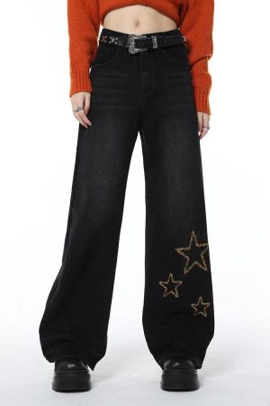 Stylish Work Outfits, Outfit Summer Ideas Tinsel Stars Wide Leg Jeans