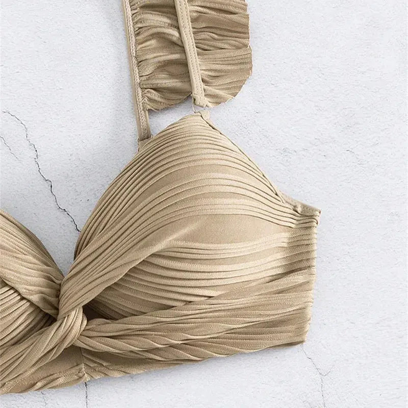 Stylish Work Outfits, Outfit Summer Ideas Twisted Bust Ruffled Straps Bikini Set Stylish Work Outfits, Outfit Summer Ideas Twisted Bust Ruffled Straps Bikini Set