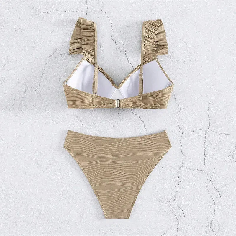Stylish Work Outfits, Outfit Summer Ideas Twisted Bust Ruffled Straps Bikini Set Stylish Work Outfits, Outfit Summer Ideas Twisted Bust Ruffled Straps Bikini Set