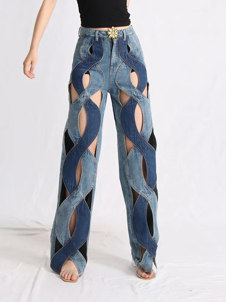 Stylish Work Outfits, Outfit Summer Ideas Two Different Denim Cut Out Jeans