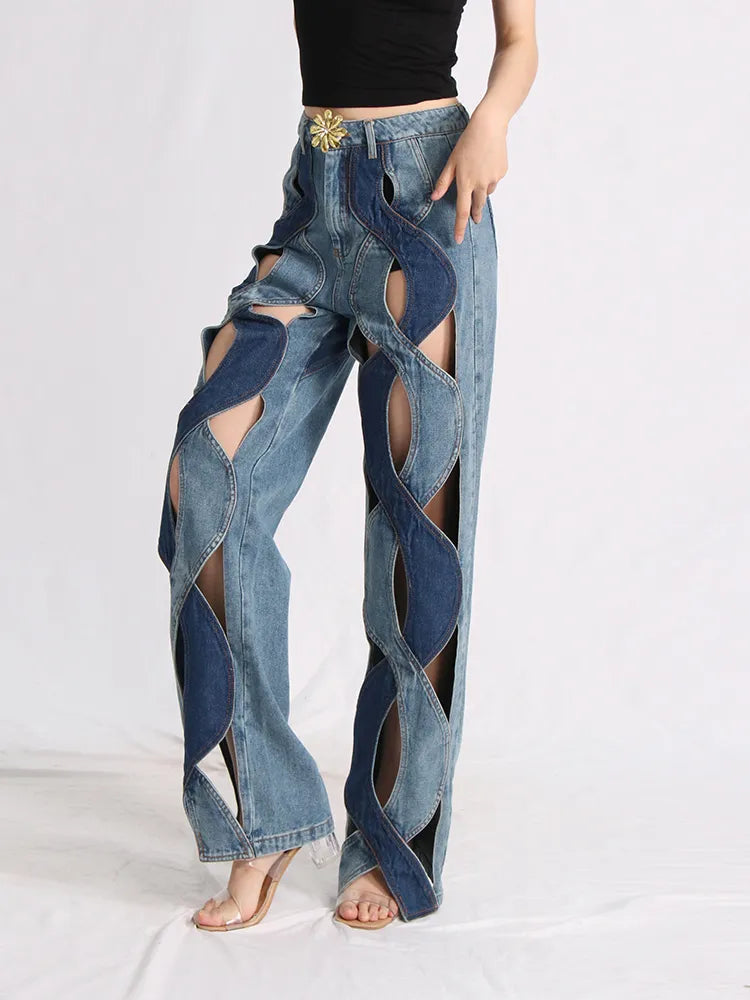 Stylish Work Outfits, Outfit Summer Ideas Two Different Denim Cut Out Jeans