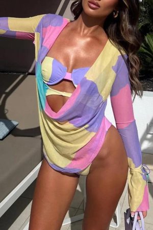 Stylish Work Outfits, Outfit Summer Ideas Underwired Cut Out Swimsuit With Cover-Up Dress