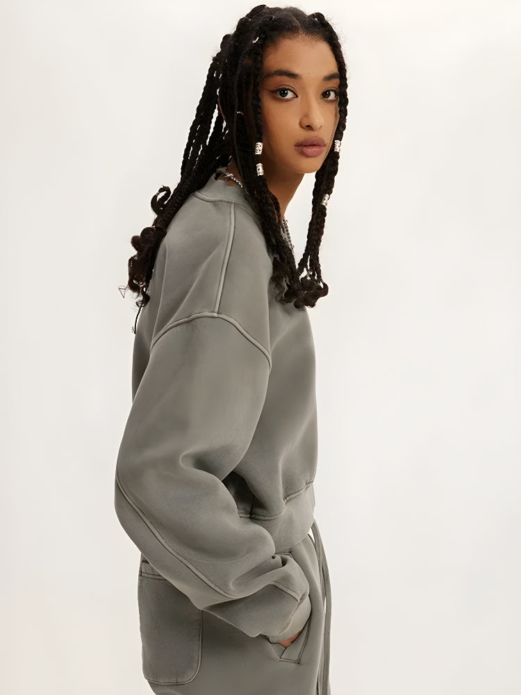 Stylish Work Outfits, Outfit Summer Ideas V-Neck Drop Shoulder Cropped Sweatshirt Stylish Work Outfits, Outfit Summer Ideas V-Neck Drop Shoulder Cropped Sweatshirt