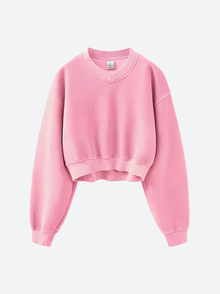 Stylish Work Outfits, Outfit Summer Ideas V-Neck Drop Shoulder Cropped Sweatshirt Stylish Work Outfits, Outfit Summer Ideas V-Neck Drop Shoulder Cropped Sweatshirt