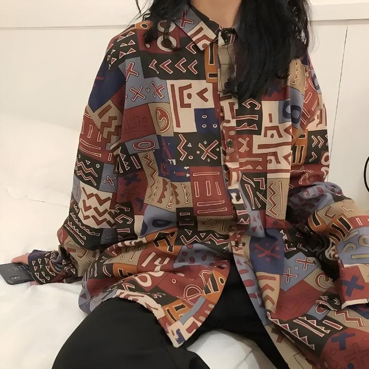 Stylish Work Outfits, Outfit Summer Ideas Vintage Abstract Designed Shirt