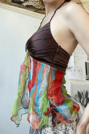 Stylish Work Outfits, Outfit Summer Ideas Vintage Boho Halter Neck Top