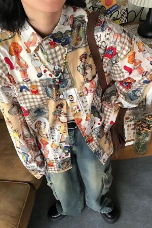 Stylish Work Outfits, Outfit Summer Ideas Vintage Cartoon Oversized Shirt