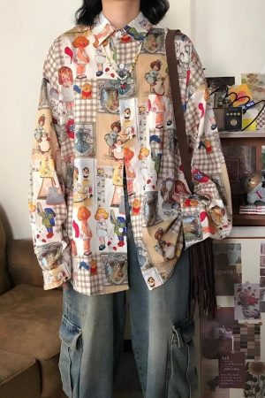 Stylish Work Outfits, Outfit Summer Ideas Vintage Cartoon Oversized Shirt
