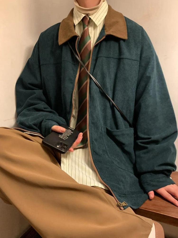Stylish Work Outfits, Outfit Summer Ideas Vintage Corduroy Contrast Color Jacket