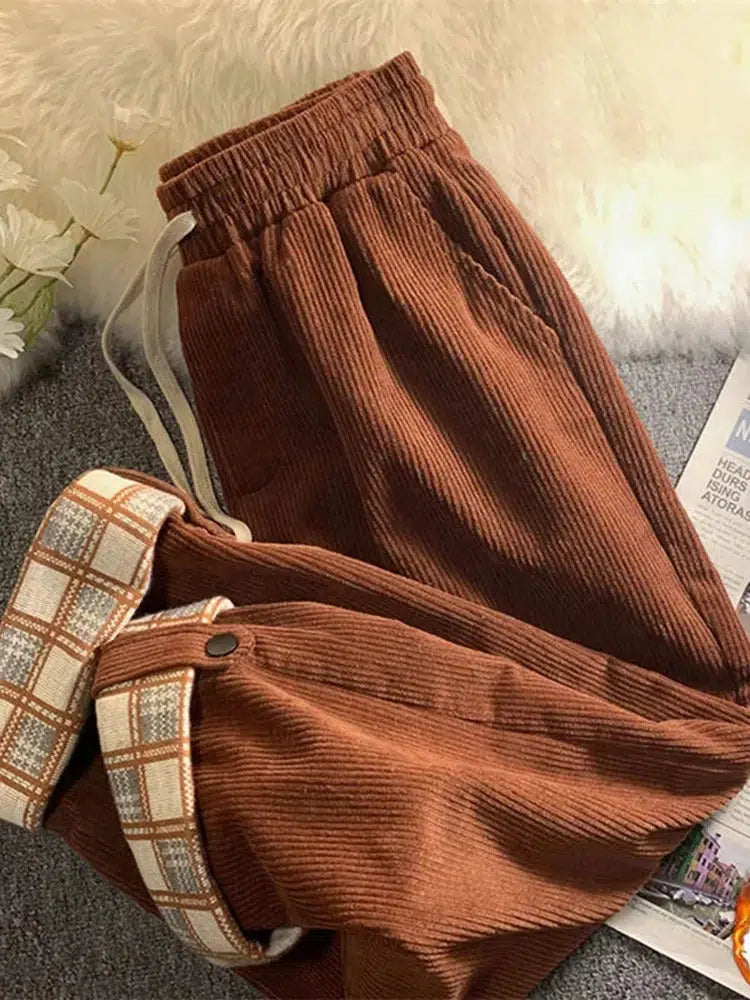 Stylish Work Outfits, Outfit Summer Ideas Vintage Drawstring Corduroy Pants