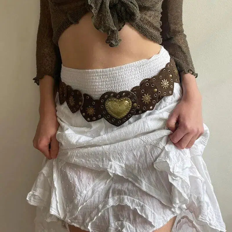 Stylish Work Outfits, Outfit Summer Ideas Vintage Ethnic Heart Suede Waist Belt
