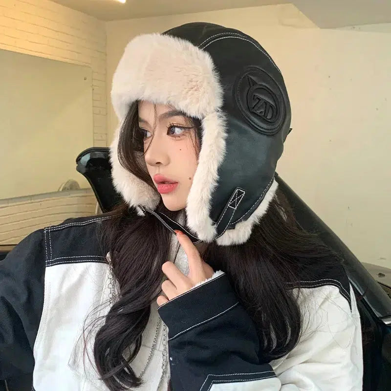 Stylish Work Outfits, Outfit Summer Ideas Vintage Faux Fur Aviator Hat