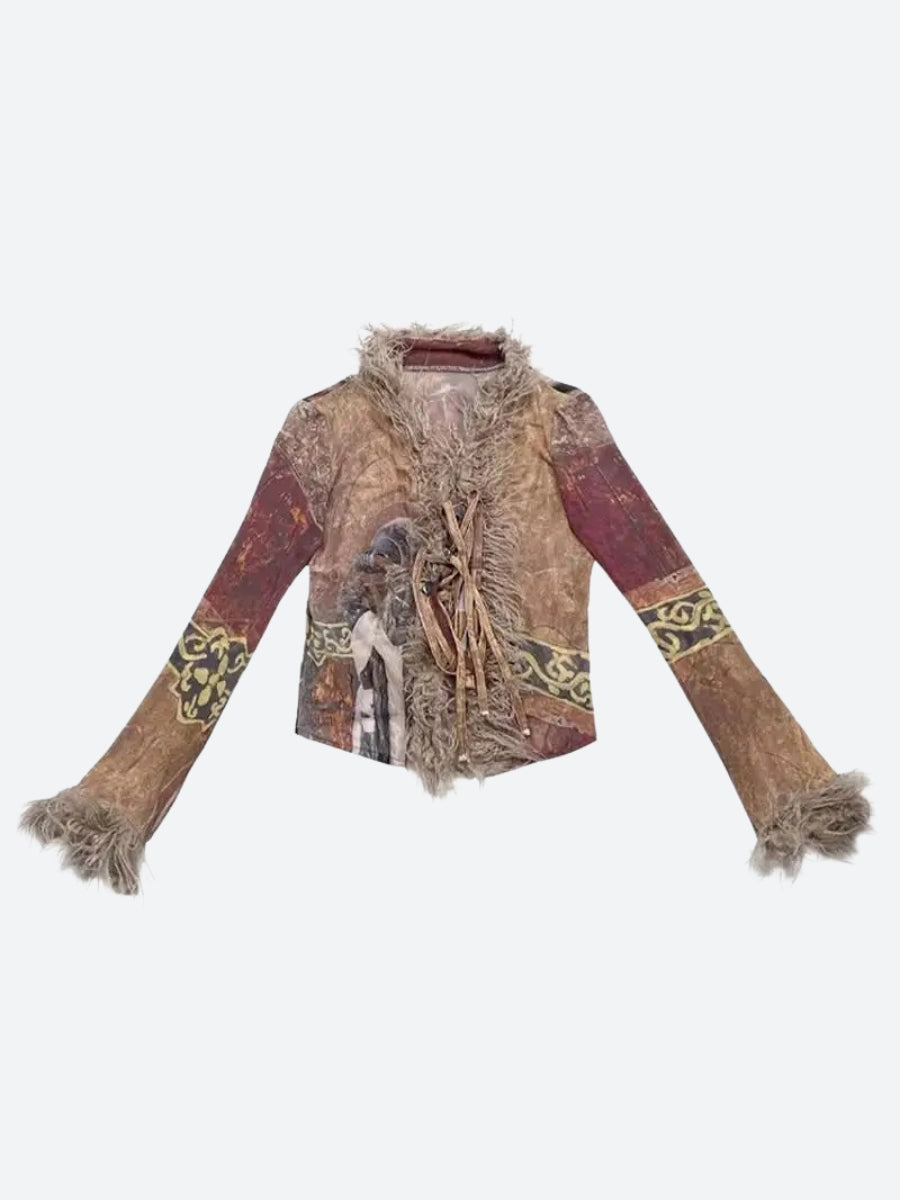 Stylish Work Outfits, Outfit Summer Ideas Vintage Faux Fur Tie Front Top Stylish Work Outfits, Outfit Summer Ideas Vintage Faux Fur Tie Front Top